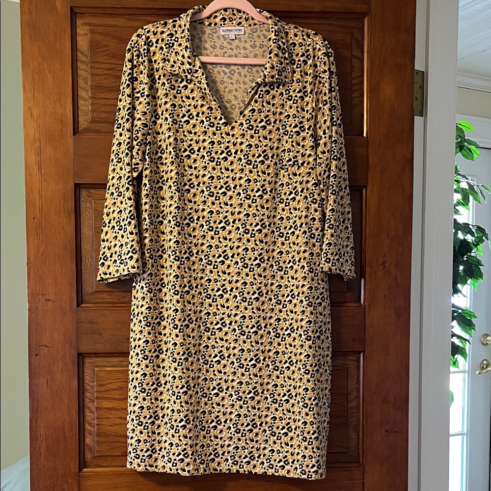 Chic Long Sleeve Leopard Print Dress